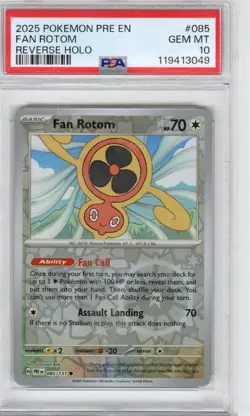 2025 Pokemon Pre En Fan Rotom Revers Holo PSA GEM MT 10 - Image 1