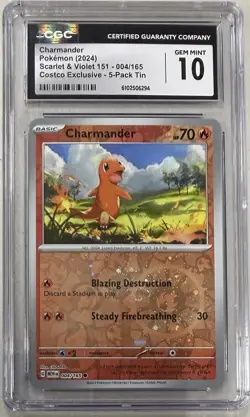 2024 Pokemon Scarlet & Violet 151 CHARMANDER Costco Exclusive 004/165 CGC 10 - Image 1