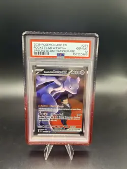 PSA 10 Team Rockets Mewtwo Ex 281/217 Ascended Heroes Pokemon TCG With Guard - Image 1