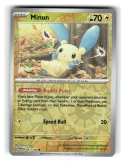 Minun 061/182 Common Paradox Rift Pokemon Reverse Holo Near Mint - Image 1
