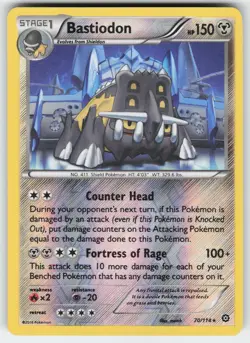 Bastiodon 70/114 Rare Steam Siege Pokemon Reverse Holo Near Mint - Image 1