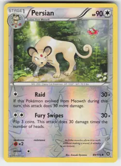 Persian 89/114 Uncommon Steam Siege Pokemon Reverse Holo Near Mint - Image 1