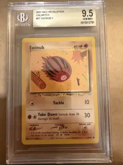 Nintendo Swinub Neo Revelation 2001 Unlimited #57/64 Beckett 9.5 Pokemon Card - Image 1
