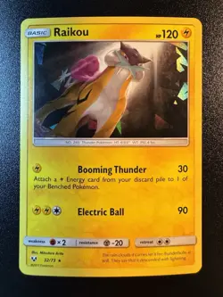 Raikou - 32/73 - Let's Play, Pikachu! Cracked Ice Holo Rare Pokemon Card - NM/LP - Image 1