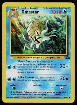 Pokemon Card Fossil Omastar 40/62 Uncommon - Image 1