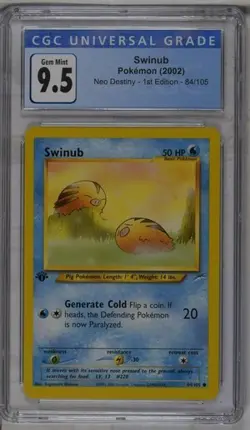 CGC Blue 9.5 (10) Gem Mint Swinub Pokemon (2002) Neo Destiny 1st Ed. #84/105 VTG - Image 2