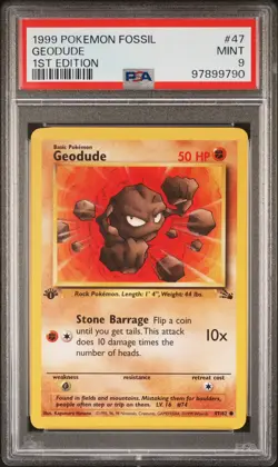 1999 POKEMON TCG Geodude #47 1ST Edition PSA 9 FOSSIL VINTAGE NEW SLAB - Image 1