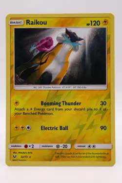 RAIKOU 32/73 HOLO R SHINING LEGENDS POKEMON REVERSE HOLO NM - Image 1