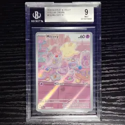 Milcery 2024 Pokemon TCG Stellar Crown English Illustration Rare Card #152 PSA 9 - Image 1