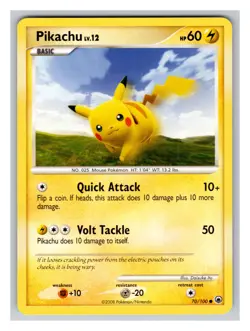 Pikachu 70/100 LP Pokemon Cards Majestic Dawn Rare - Image 1