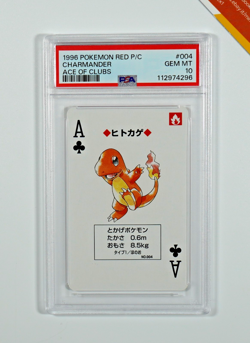 Pokemon PSA 10 Charmander #004 Ace Of Clubs Red Card Poker 1996 Japanese - Image 1