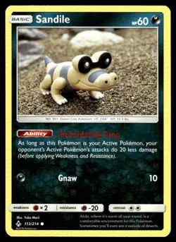 Sandile 113/214 Common Unbroken Bonds Pokemon Yuka Morii NM - Image 1