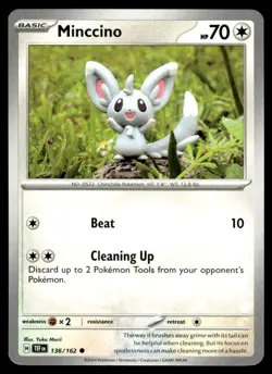 Minccino 136/162 Common Temporal Forces Pokemon Yuka Morii NM - Image 1