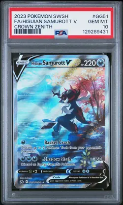 2023 POKEMON SWORD & SHIELD CROWN ZENITH FULL ART/HISUIAN SAMUROTT V PSA 10 - Image 1