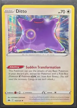 Ditto 107/159 Crown Zenith Holo Rare Pokemon 2023 - Image 1