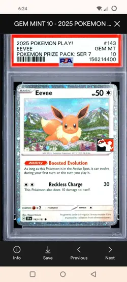 Pokemon Eevee Prize Pack Series 7 Cosmo Holo (PSA Pop Count 126) - Image 1