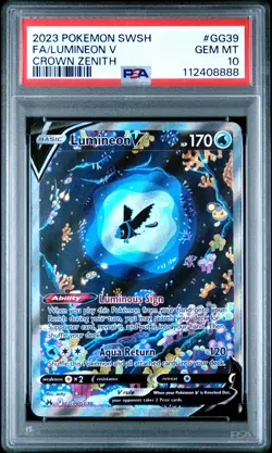 2023 POKEMON SWORD & SHIELD CROWN ZENITH #GG39 FULL ART/LUMINEON V PSA 10 - Image 1