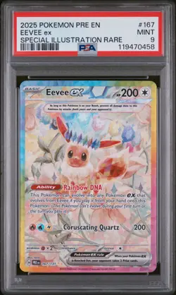 2025 Pokemon Pre En-Prismatic Evolutions #167 Eevee Ex PSA 9 - Image 1