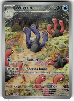 Wugtrio 224/091 Illustration Rare Paldean Fates Pokemon Near Mint - Image 1