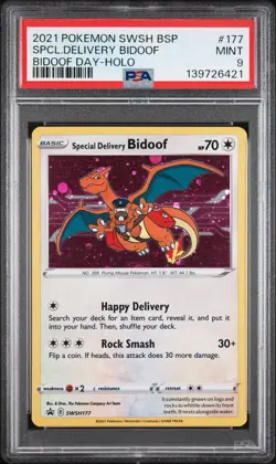 2021 POKEMON SWSH BLACK STAR PROMO BIDOOF DAY SPECIAL DELIVERY BIDOOF-HOLO PSA 9 - Image 1