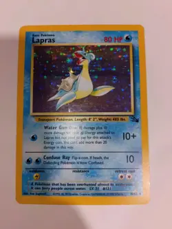 1999 Pokemon WotC TCG Lapras Holo Rare 10/62 Fossil Set Holographic Vintage Card - Image 1