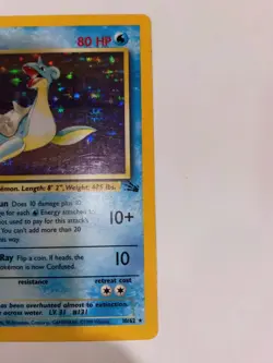 1999 Pokemon WotC TCG Lapras Holo Rare 10/62 Fossil Set Holographic Vintage Card - Image 3