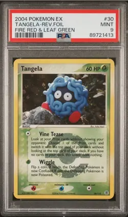 PSA 9 MINT TANGELA REVERSE HOLO FIRE RED LEAF GREEN POKEMON CARD 30/112 - Image 1