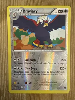 Braviary 93/114 2016 XY Steam Siege Pokemon Card Reverse Holo Uncommon - NM - Image 1