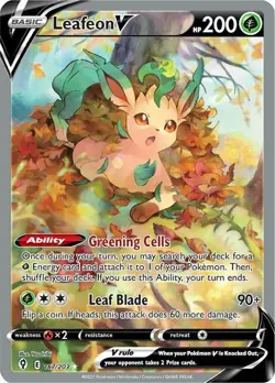 NM-Mint Leafeon V - 167/203 - Full Art Ultra Rare Pokemon Evolving Skies - Image 1