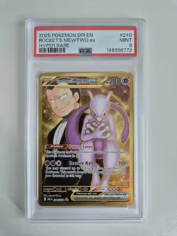 PSA 9 Team Rocket’s Mewtwo EX 240/182 Destined Rivals Gold Rare Pokemon MINT - Image 1