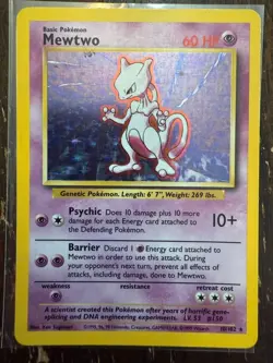 Mewtwo Holo Rare 10/102 1999 Pokemon Base Set English WOTC LP Matt - Image 1