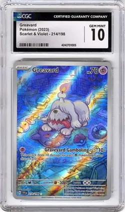Pokemon Greavard CGC 10 214/198 SV01 Scarlet & Violet Illustration Rare Holo - Image 1