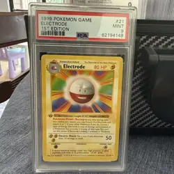 1999 Pokemon 1st Edition Shadowless Electrode 21/102 PSA Mint 9 - Image 1