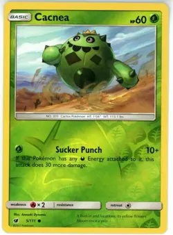 Pokemon TCG Cacnea 5/111 Sm-Crimson Invasion Reverse Holo - Image 1