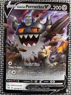 Galarian Perrserker V Lost Origin 129/196 Pokemon Card - Image 1