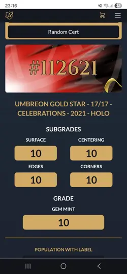 Umbreon Gold Star 17/17 -Celebrations- Pokemon TCG- ACE 10 Perfect Sub Grades - Image 3