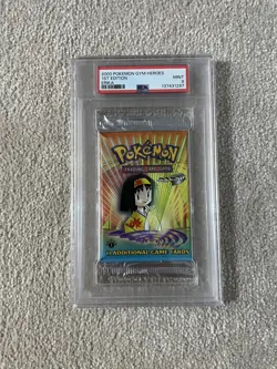 2 x Pokemon Gym Heroes 1st Edition Booster Pack | Erika & Lt Surge Artwork PSA9 - Image 1