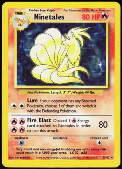 Ninetales 12/102 Holo Base Set Unlimited Holo Rare Sugimori Lightly Played - Image 2
