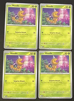 x4 Weedle 001/086 ME04 Chaos Rising Pokemon Playset 4x NM - Image 1