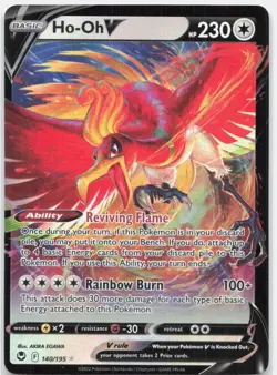 Ho-Oh V 140/195 Holo V Rare Silver Tempest Pokemon Near Mint - Image 1