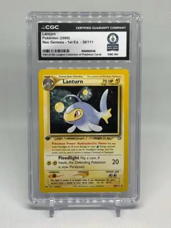 ✨2000 LANTURN Pokemon Neo Genesis-1st Edition Guinness World Record Holder 1/1✨ - Image 3