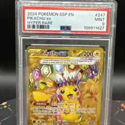 Pokemon Surging Sparks Pikachu Ex 247/191 Hyper Rare - SSP Mint PSA 9 - Image 2