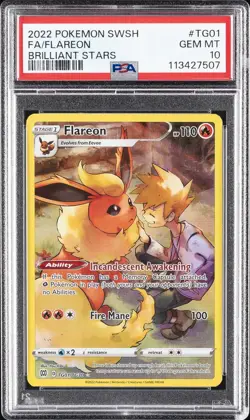 2022 POKEMON SWORD & SHIELD BRILLIANT STARS #TG01 FULL ART/FLAREON PSA 10 - Image 1