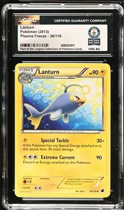 Guiness World Record 1/1 Lanturn 36/116 Pokemon Plasma Freeze CGC AU 36 Common - Image 1