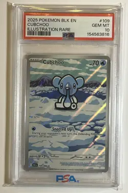 Pokemon Black Bolt EN Cubchoo Illustration Rare 109/086 PSA 10 Gem Mint - Image 1