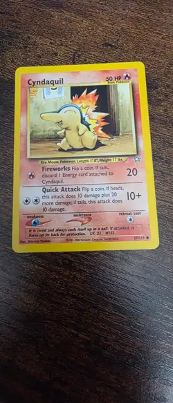 Cyndaquil 57/111 Common Neo Genesis Pokemon Lightly Played - Image 1