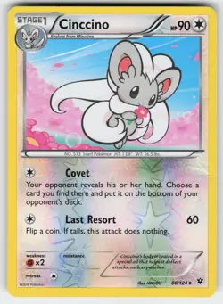 Cinccino 88/124 Uncommon Fates Collide Pokemon Reverse Holo Moderately Played - Image 1