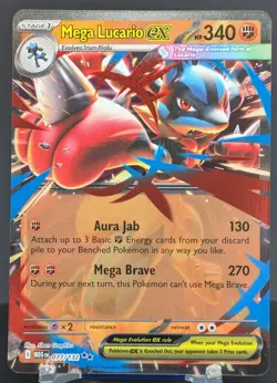 Pokemon Mega Lucario ex #077/132 English Mega Evolution Double Rare - Image 1
