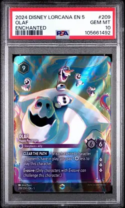 2024 DISNEY LORCANA EN 5-SHIMMERING SKIES #209 OLAF ENCHANTED PSA 10 - Image 1