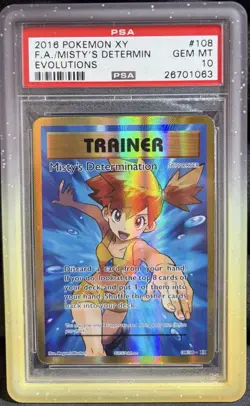 2016 POKEMON XY EVOLUTIONS-FULL ART MISTY'S DETERMINATION #108 PSA 10 - Image 1